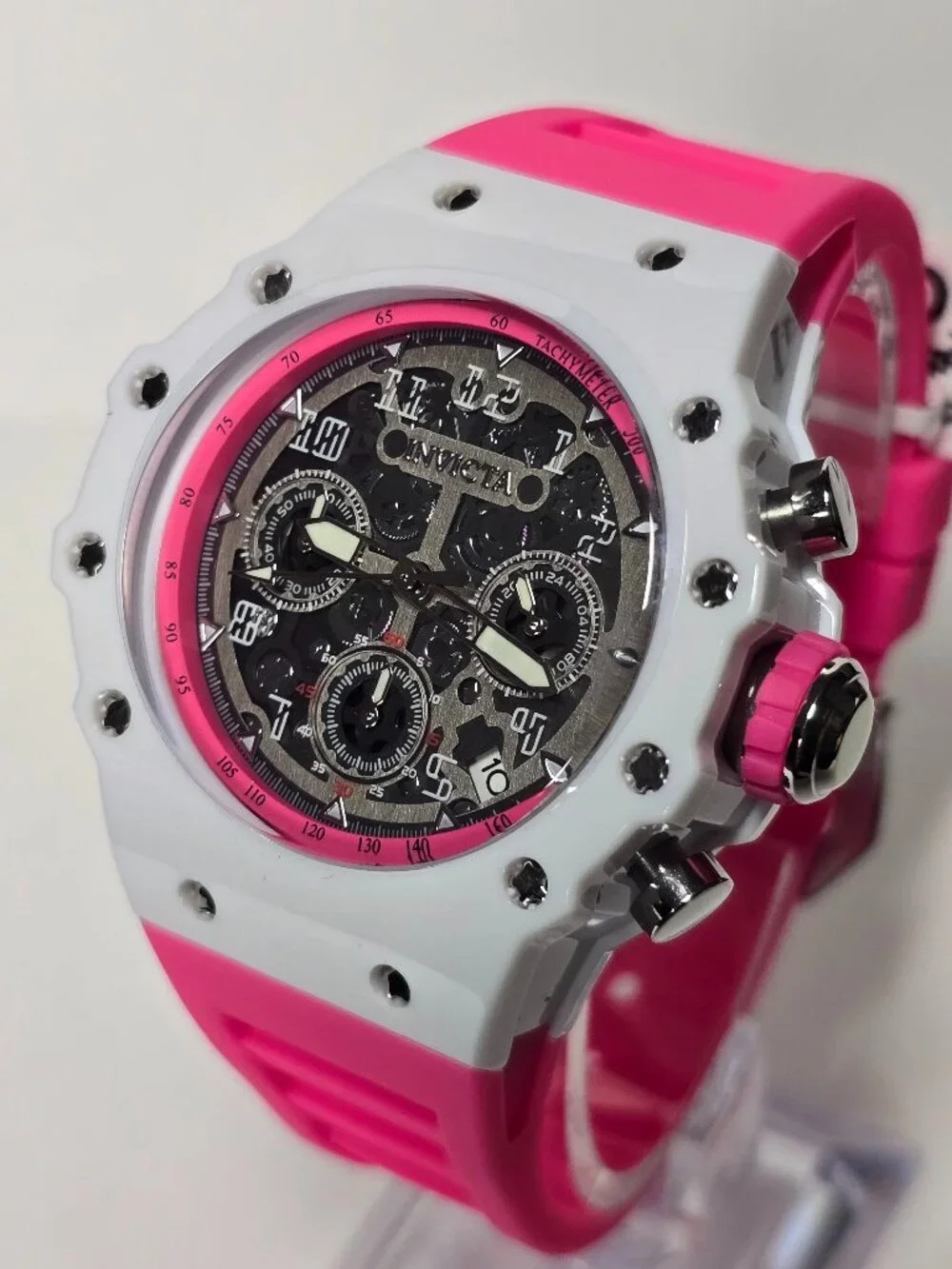 Invicta Racing Apexium Unisex Watch - 41mm, Pink, White (69620)